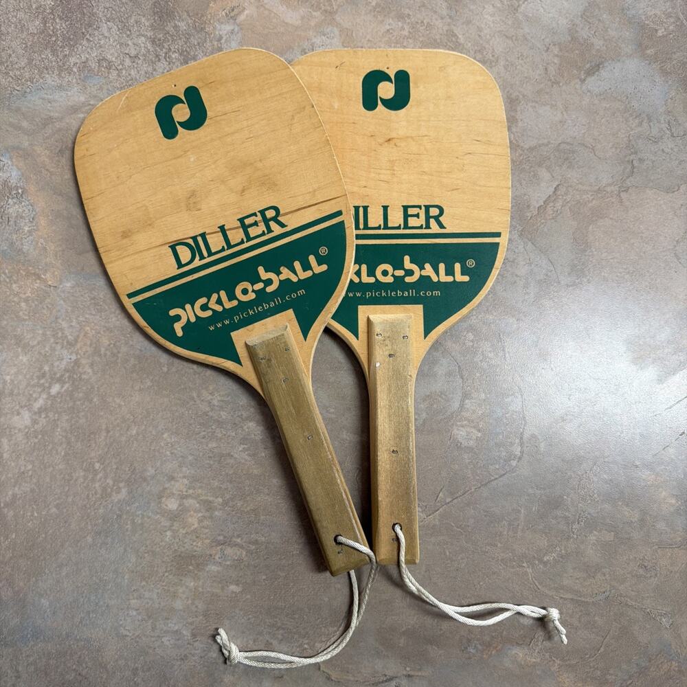 Vintage Diller Wooden Pickleball Paddles Lot of 2